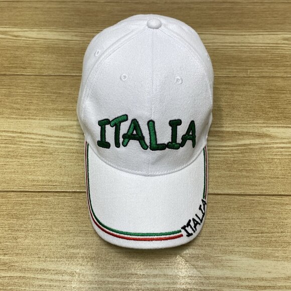 Italia Baseball Cap Embroidered Adjustable Hat Italia Soccer White - Picture 2 of 12